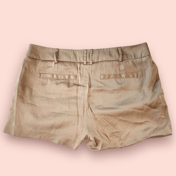 Y2K bebe gold satin trouser shorts mcbling office siren size 6 glam luxe - Picture 2 of 8